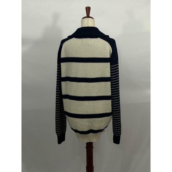 EOLAS Sz M Medium Navy Stripe Cashmere Wool Sweater Parker - Picture 4 of 10